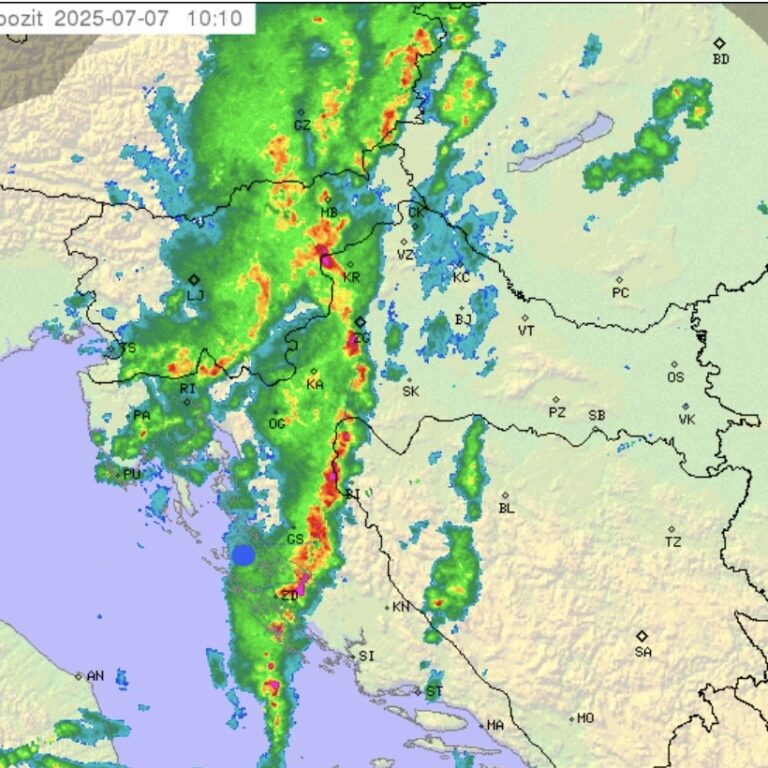 Thunderstorm og vind fra syd i Rab